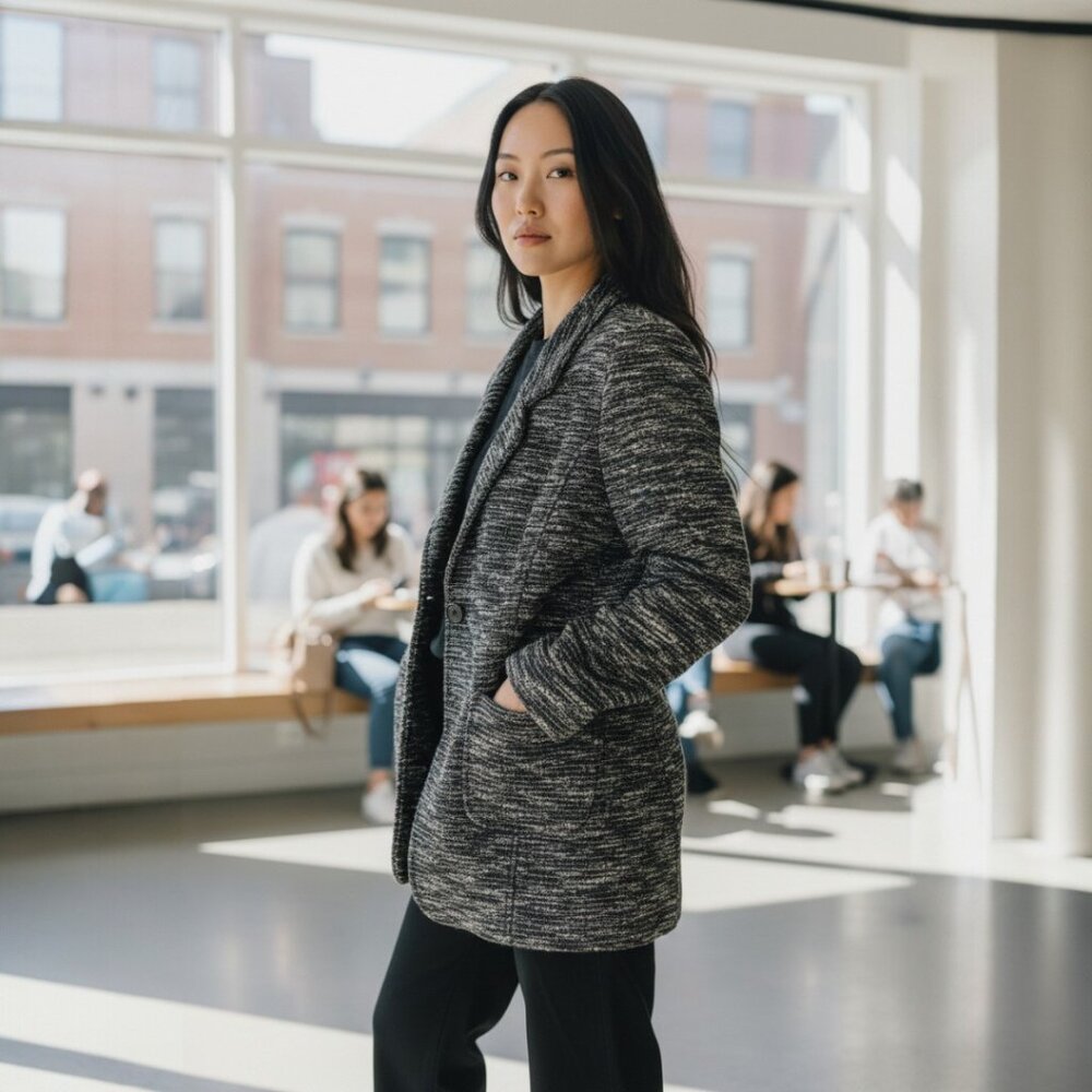 Free People Bouclé Textured Overcoat Jacket